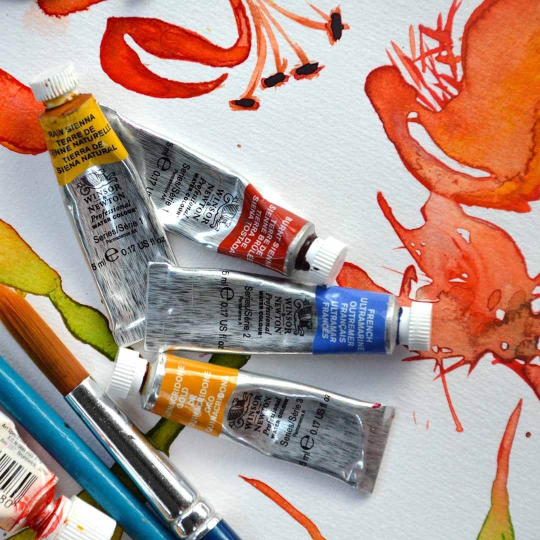 Workshops and art classes for,  hand-painted original watercolour flowers and beauty with pen detail by Ella Que Artist 